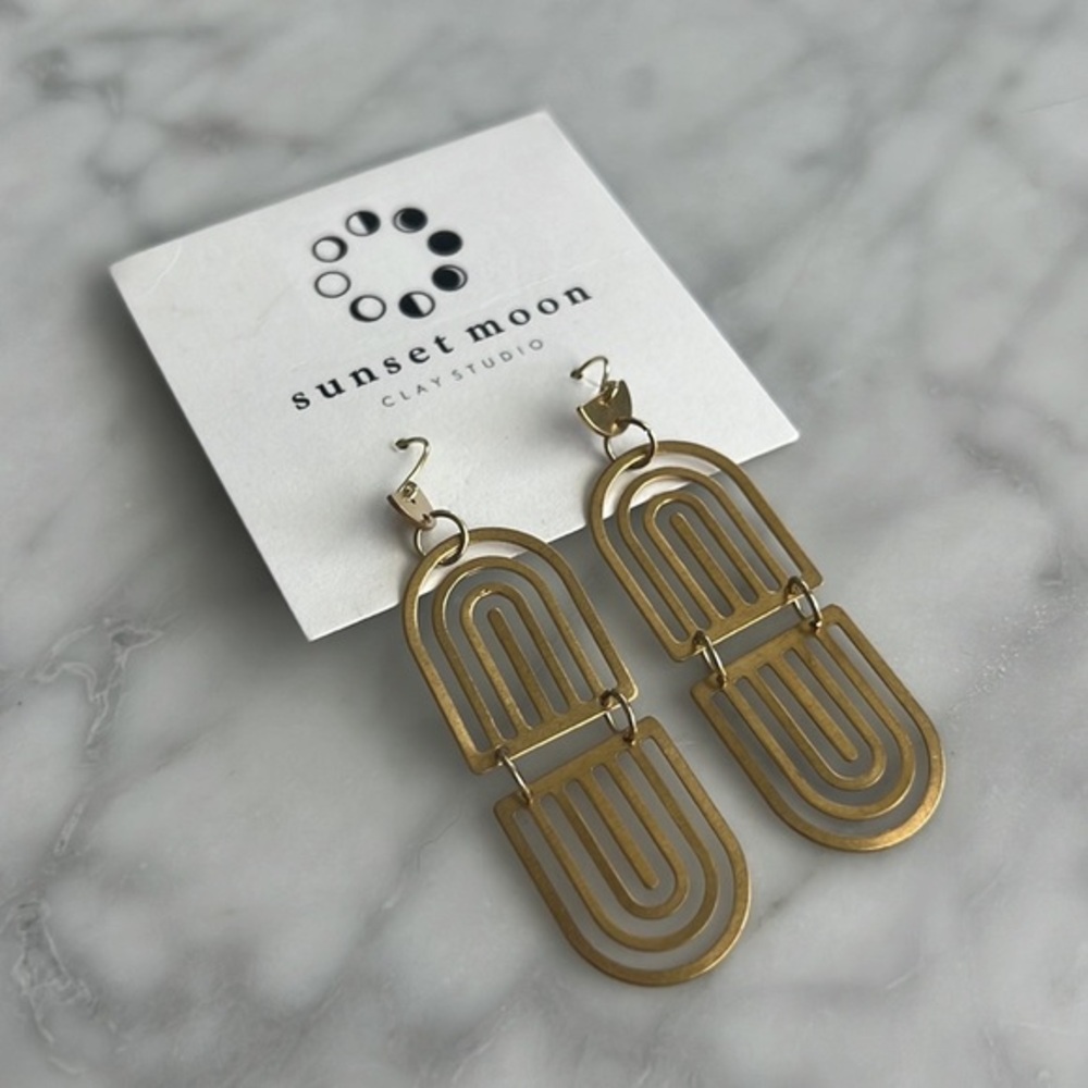🌼HANDMADE🌼 Bohemian Minimalist Geometric Brass Earrings